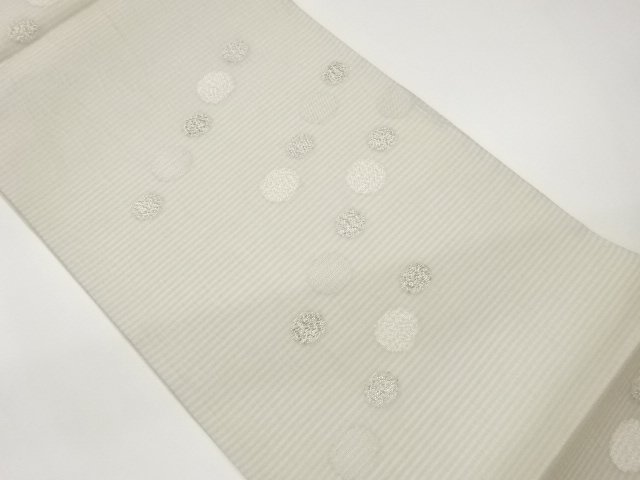 すくい織紙布水玉に横縞模様織出し夏用袋帯